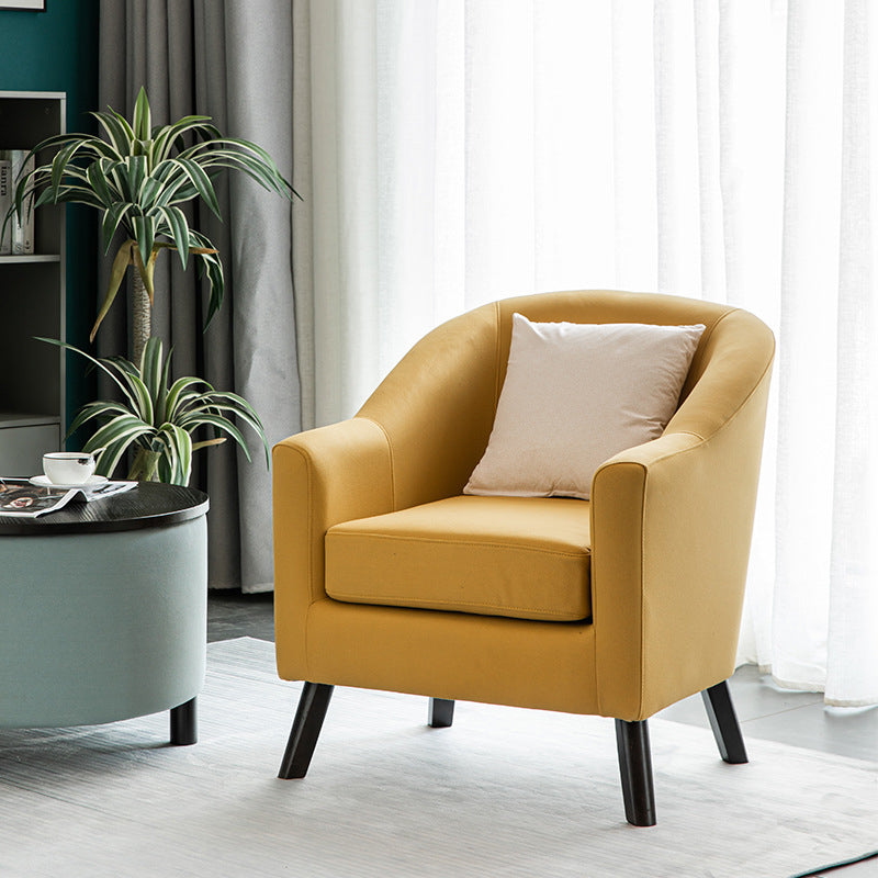 26.77" L x 27.55" W x 32.67" H Bonded Leather Barrel Accent Chair Sloped Arms Barrel Chair