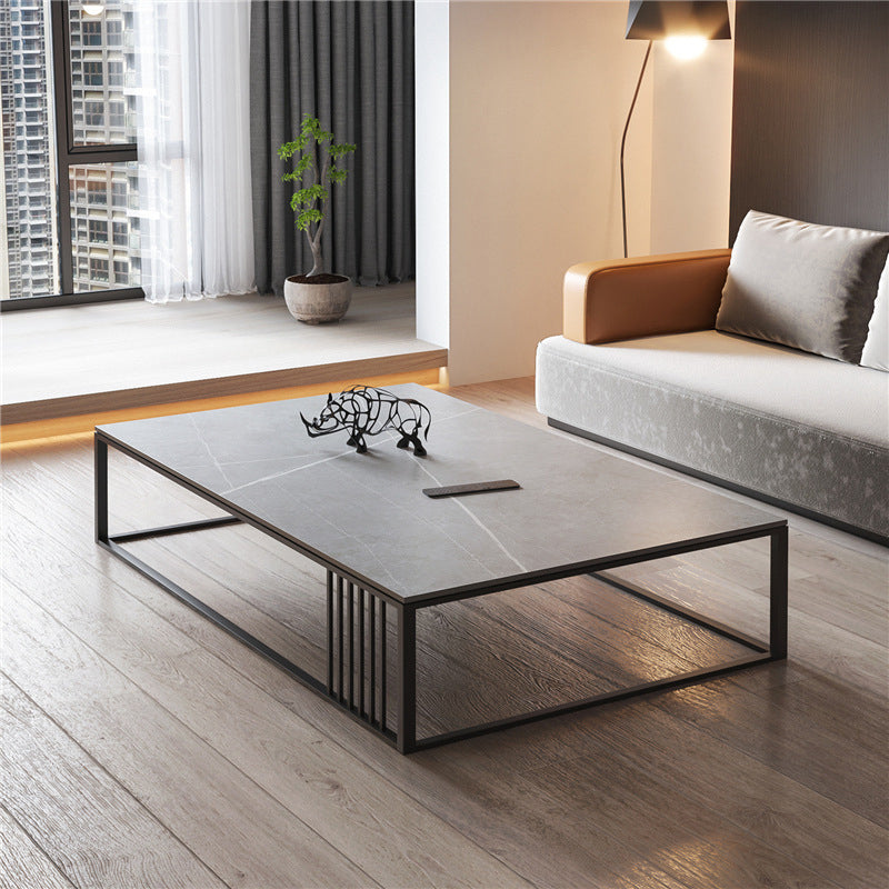 Glam 16.5" H Rectangle/Square Slate Coffee Table Steel Frame Cocktail Table