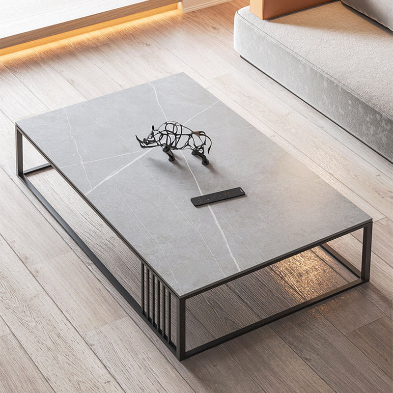 Glam 16.5" H Rectangle/Square Slate Coffee Table Steel Frame Cocktail Table