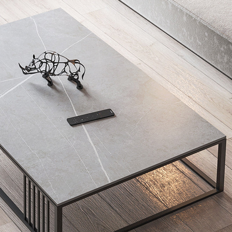 Glam 16.5" H Rectangle/Square Slate Coffee Table Steel Frame Cocktail Table