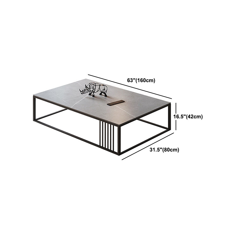 Glam 16.5" H Rectangle/Square Slate Coffee Table Steel Frame Cocktail Table