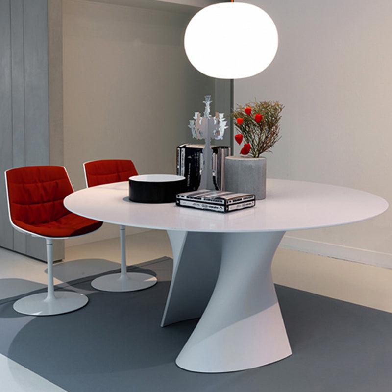 Modern Style Round Wood/Slate Table with Abstract Base Coffee Table