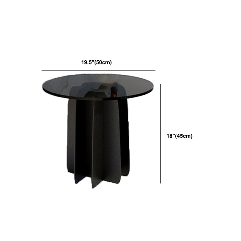 Modern Round Glass Coffee Table Iron Pedestal Cocktail Table