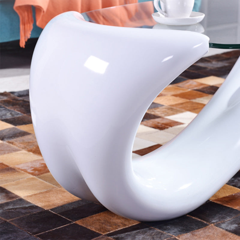 Single Glass-Topped Cocktail Table Oval Contemporary Coffee Table