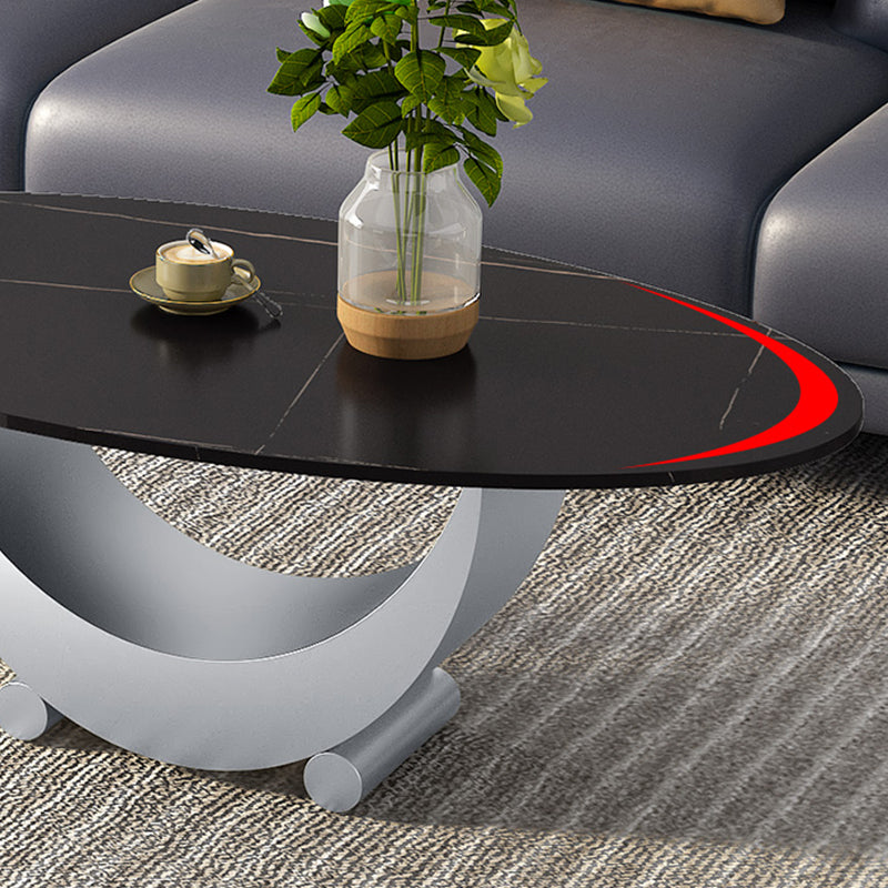 2 Piece Nesting Tables Oval Minimalist Modern Coffee Table Set