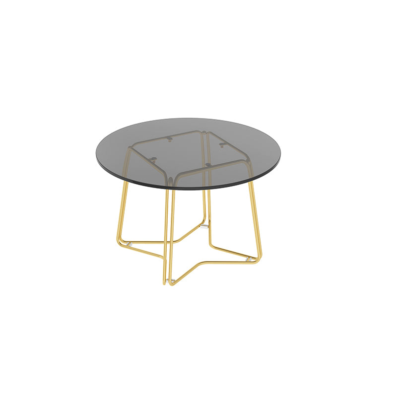 Modern 11.8" H Round Glass Coffee Table Iron Abstract Cocktail Table