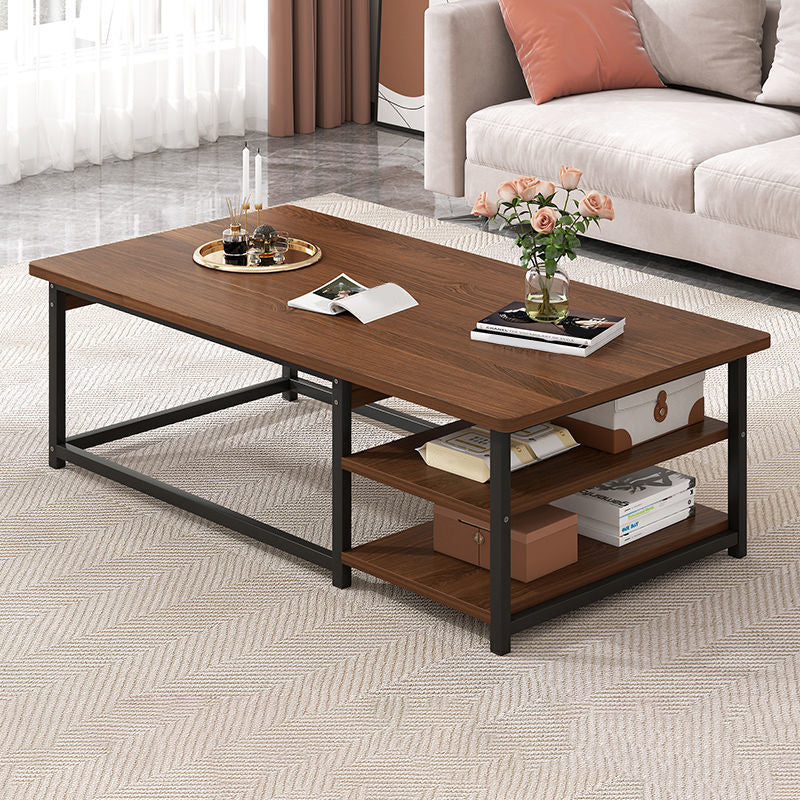 Coffee Table with Rectangular Black/gold Metal Base on 4 Legs Base