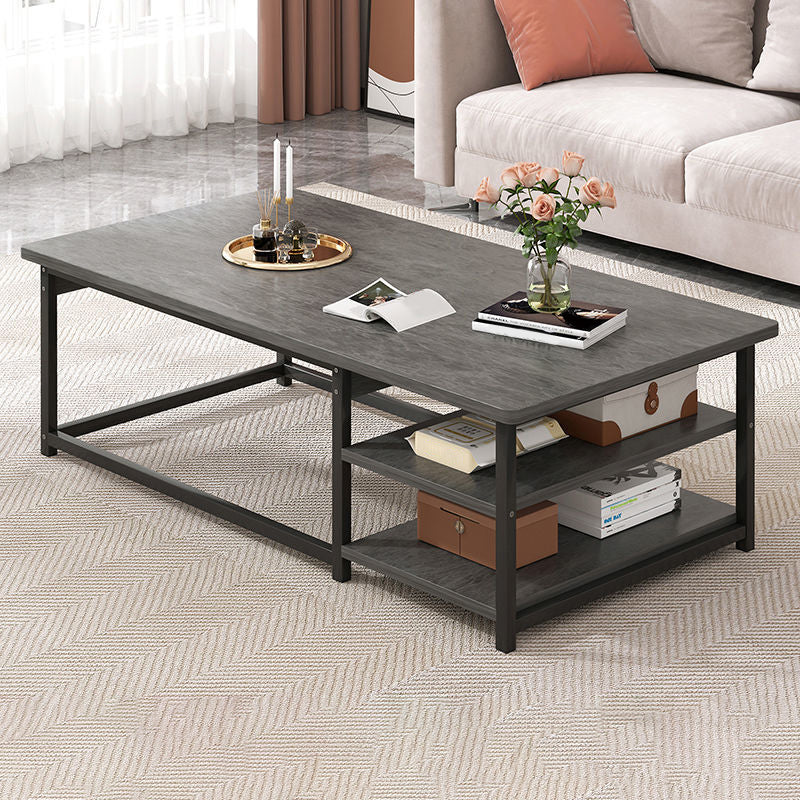 Coffee Table with Rectangular Black/gold Metal Base on 4 Legs Base