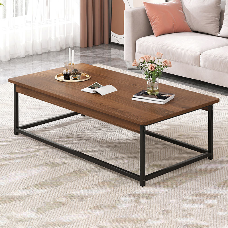 Coffee Table with Rectangular Black/gold Metal Base on 4 Legs Base