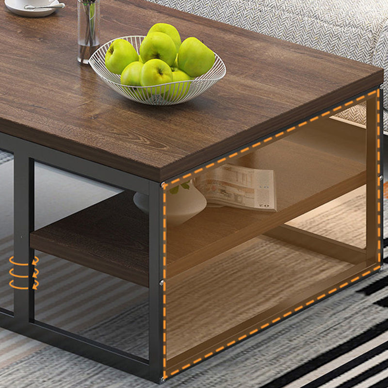 Coffee Table with Rectangular Black/gold Metal Base on 4 Legs Base