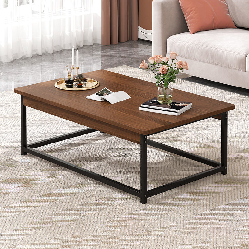 Coffee Table with Rectangular Black/gold Metal Base on 4 Legs Base