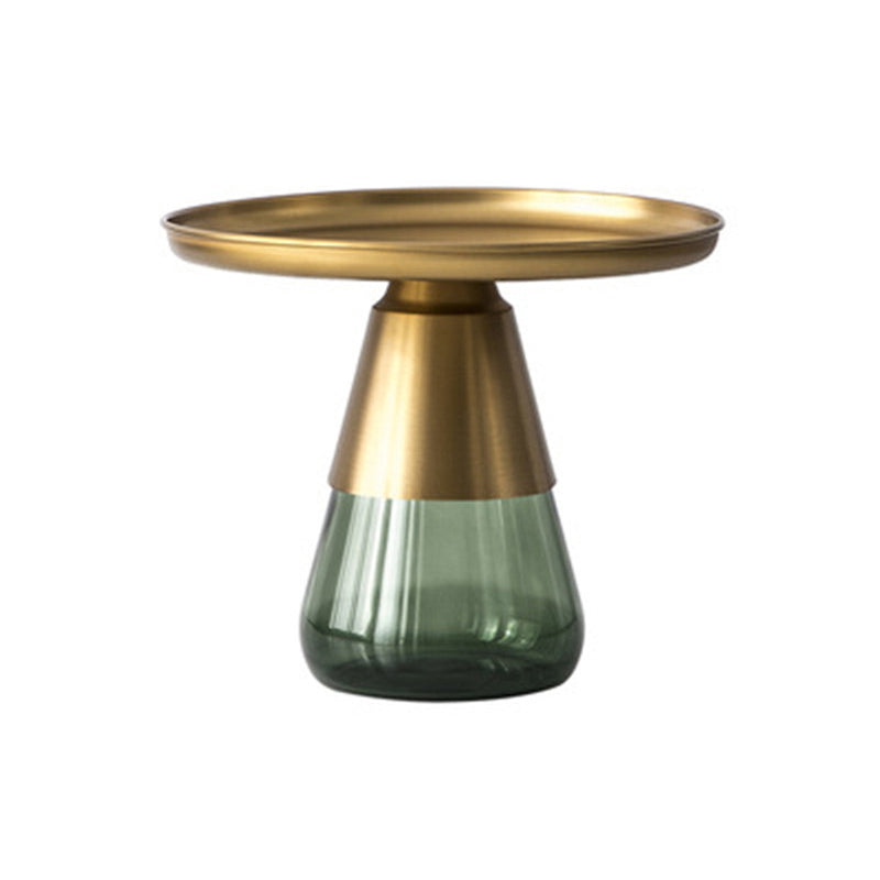 Mid-century Modern Style Round Metal Table with Glass Bottom Coffee Table