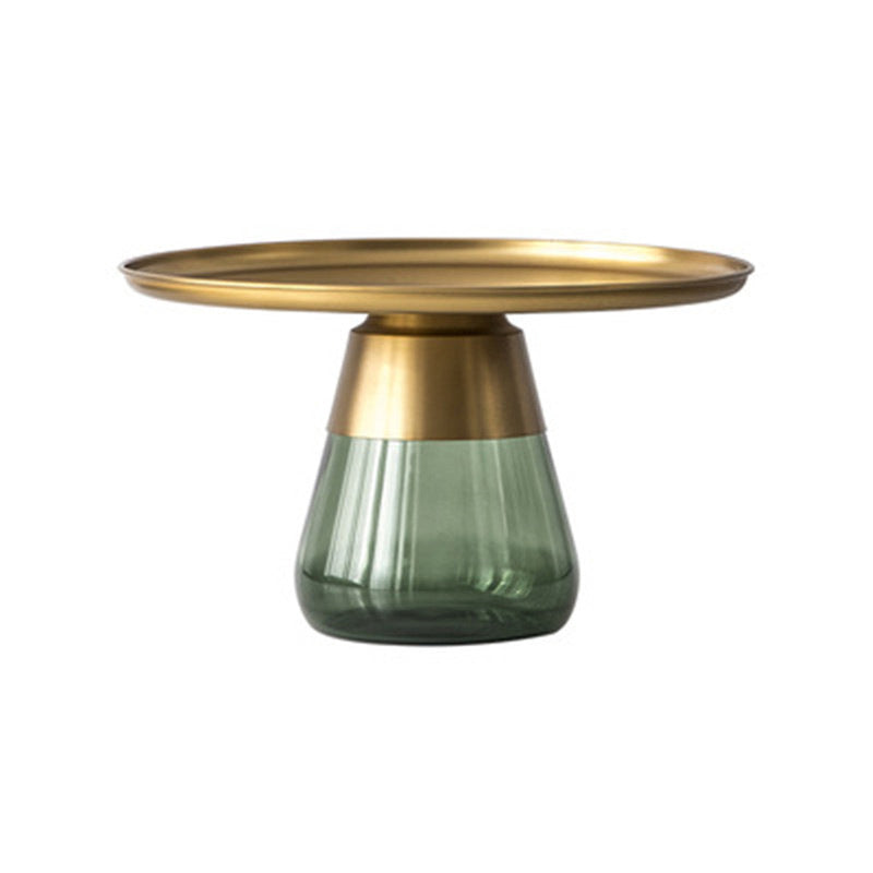 Mid-century Modern Style Round Metal Table with Glass Bottom Coffee Table