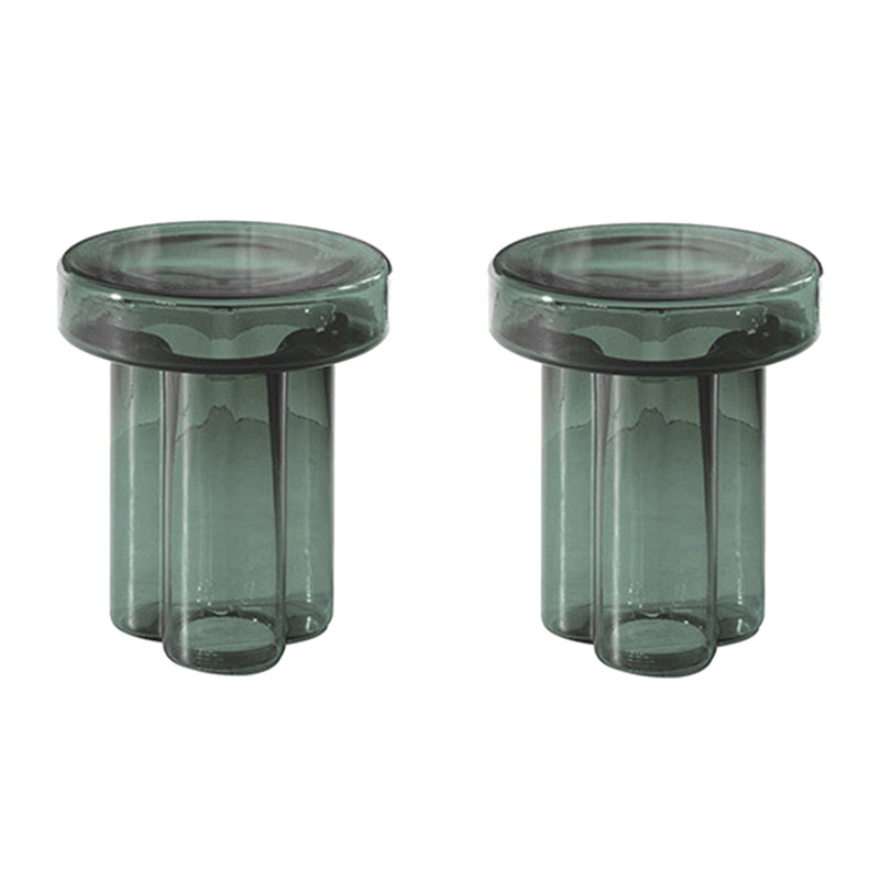 Contemporary Round Glass Top Sofa Side Accent Table Pedestal Side End Table