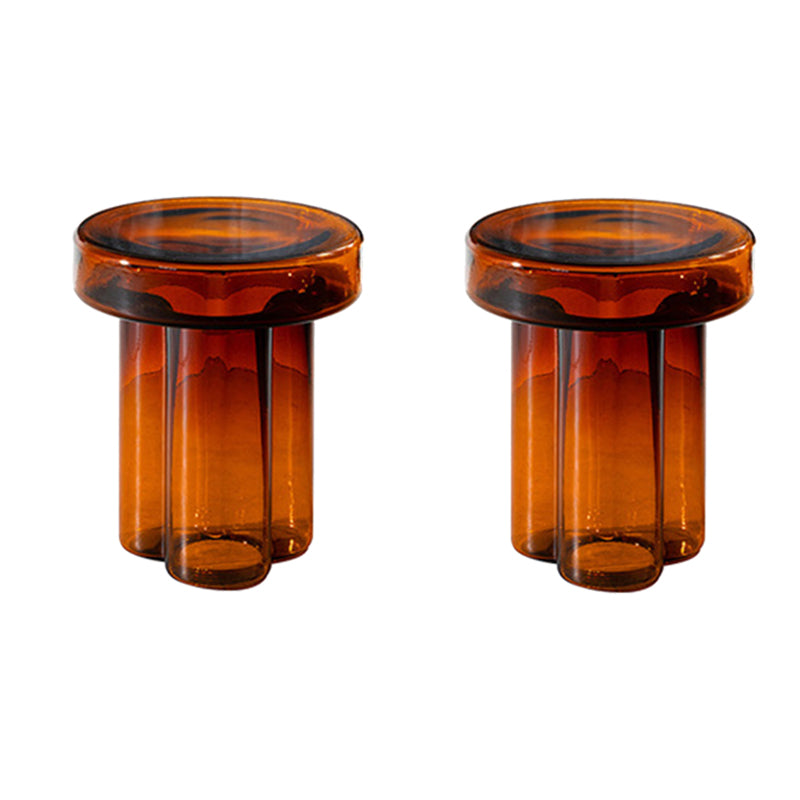 Contemporary Round Glass Top Sofa Side Accent Table Pedestal Side End Table