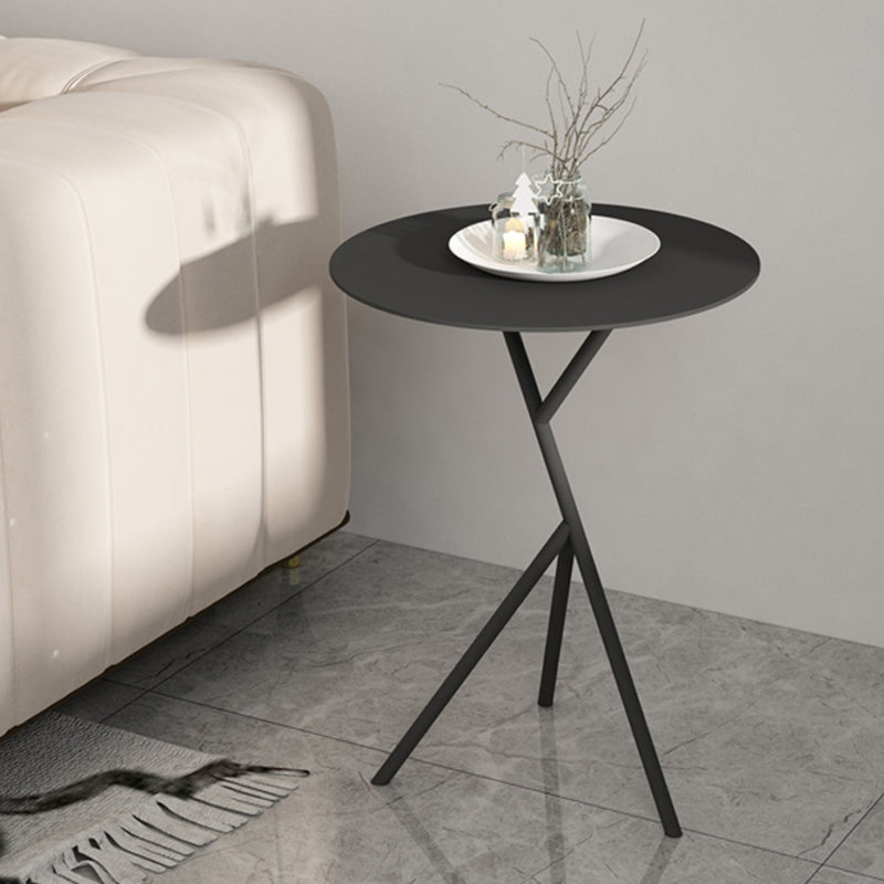 Mid-Century Metal Round Top Side Table 22.8-inch Abstract End Table
