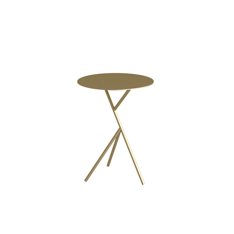 Mid-Century Metal Round Top Side Table 22.8-inch Abstract End Table