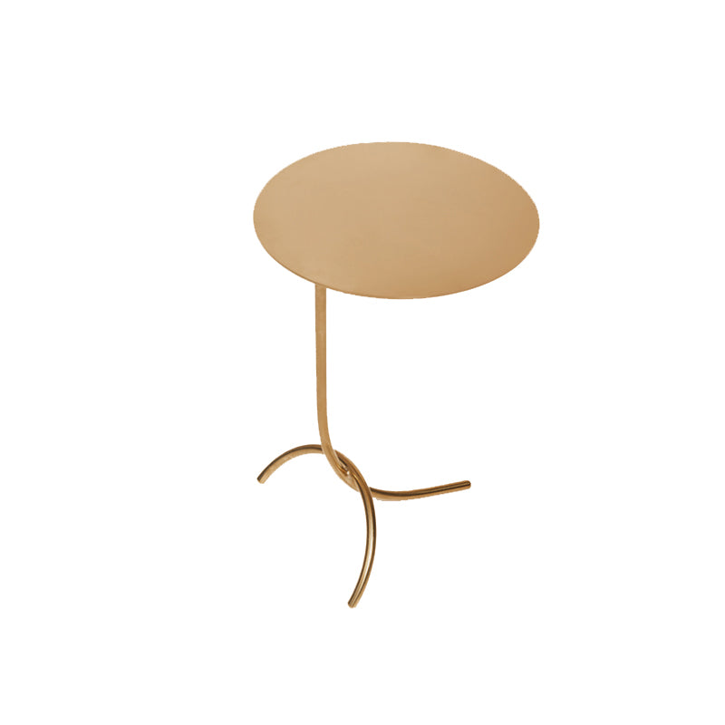 Mid-Century Stainless Steel Round Top Side Table 11-inch Pedestal End Table
