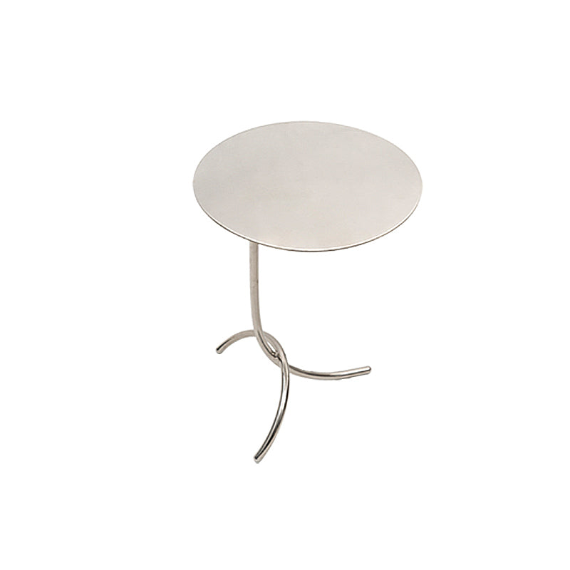 Mid-Century Stainless Steel Round Top Side Table 11-inch Pedestal End Table