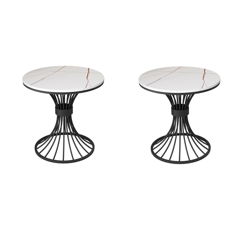 Modern Round Marble Top Side Table Ironcraft Pedestal End Table