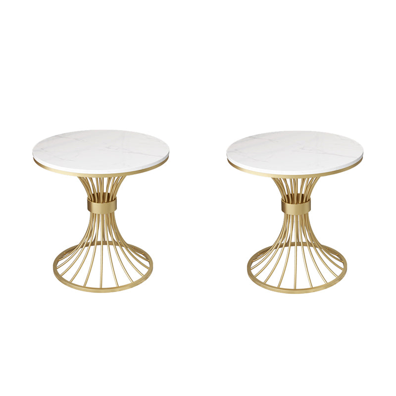 Modern Round Marble Top Side Table Ironcraft Pedestal End Table