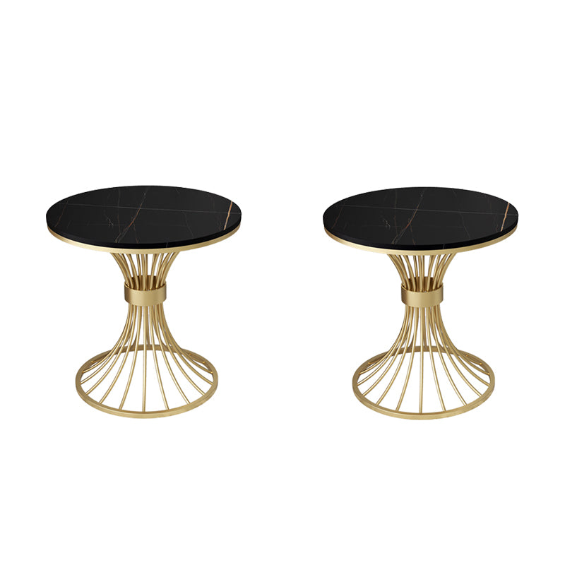 Modern Round Marble Top Side Table Ironcraft Pedestal End Table