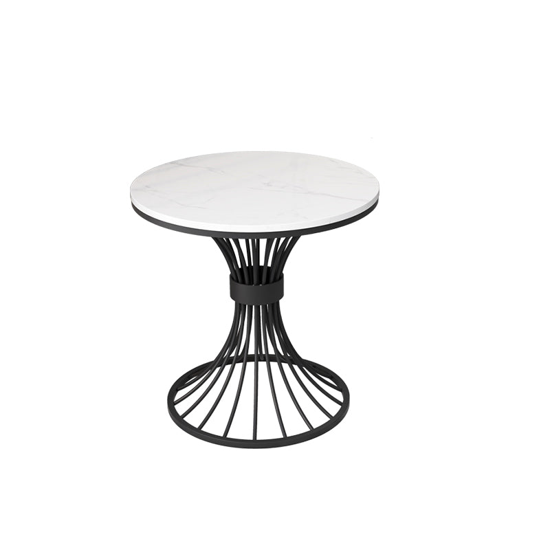 Modern Round Marble Top Side Table Ironcraft Pedestal End Table