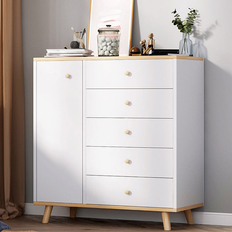 Contemporary Rectangle Side Cabinet with Drawers Wood Accent Chest