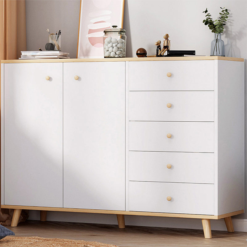 Contemporary Rectangle Side Cabinet with Drawers Wood Accent Chest