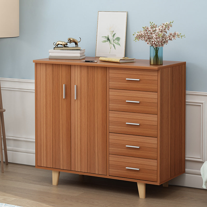 Rectangle Wood Accent Cabinet with 5 Drawers and Straight Legs Side Cabinet
