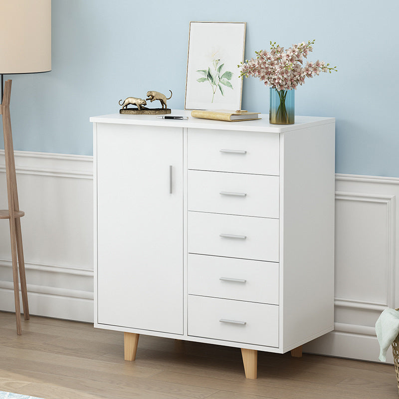 Rectangle Wood Accent Cabinet with 5 Drawers and Straight Legs Side Cabinet