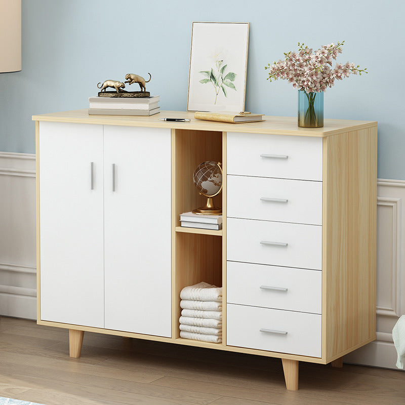 Rectangle Wood Accent Cabinet with 5 Drawers and Straight Legs Side Cabinet