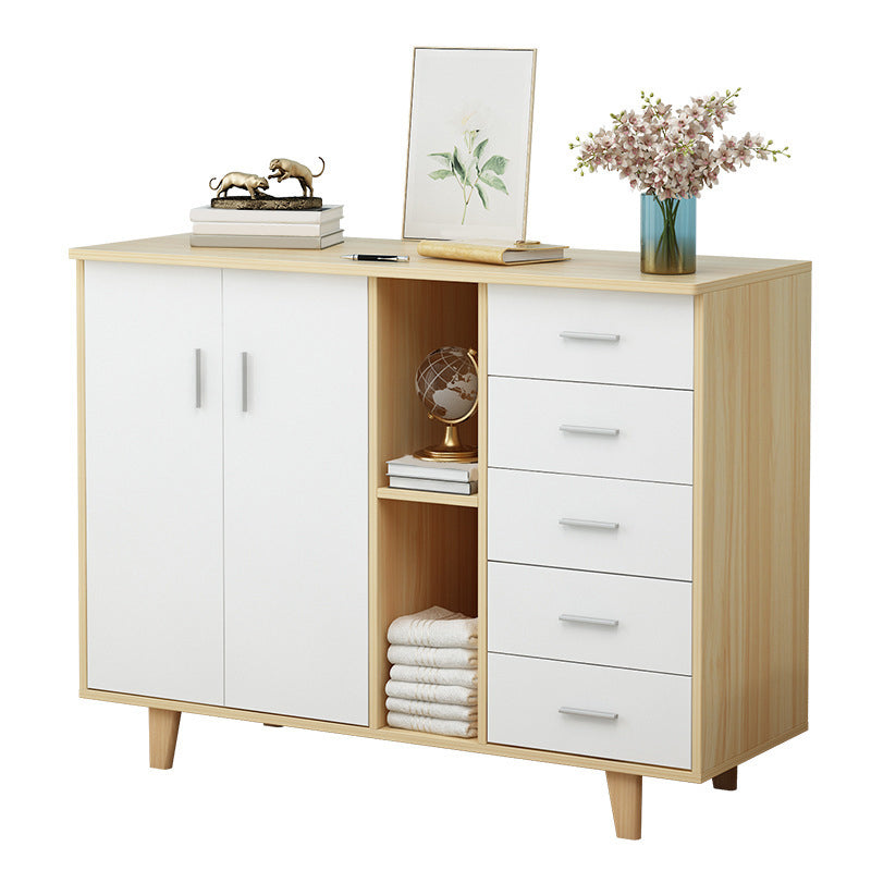 Rectangle Wood Accent Cabinet with 5 Drawers and Straight Legs Side Cabinet