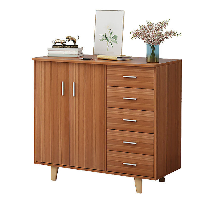 Rectangle Wood Accent Cabinet with 5 Drawers and Straight Legs Side Cabinet