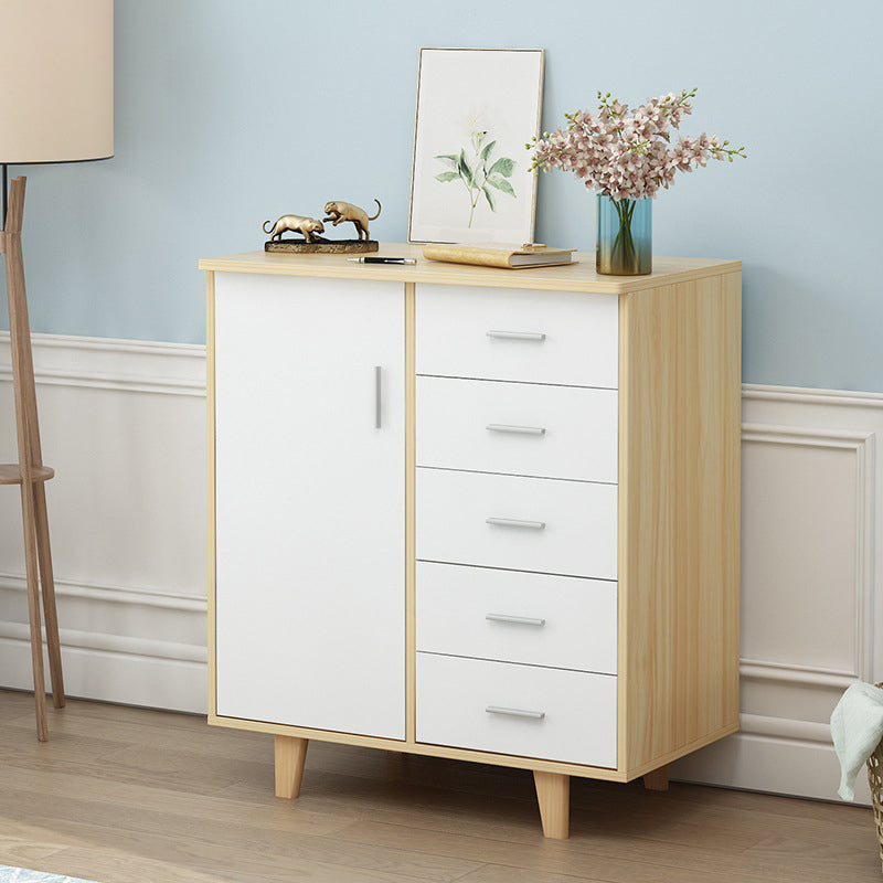 Rectangle Wood Accent Cabinet with 5 Drawers and Straight Legs Side Cabinet