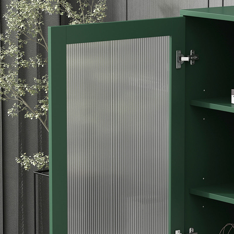 11.8" W Contemporary Bar Pulls Accent Chest in White/ Blue/ Green with Steel Legs