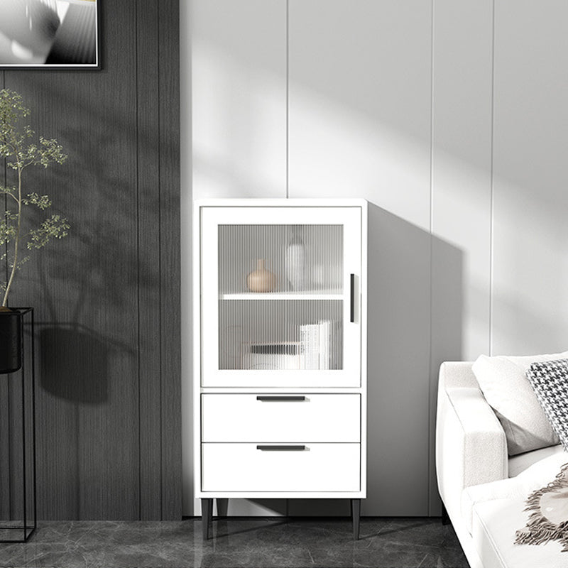 11.8" W Contemporary Bar Pulls Accent Chest in White/ Blue/ Green with Steel Legs