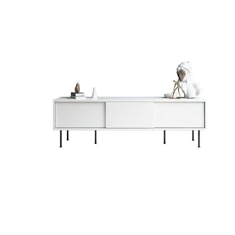 Modern Wooden TV Stand White Closed Storage TV Console with Sliding Door