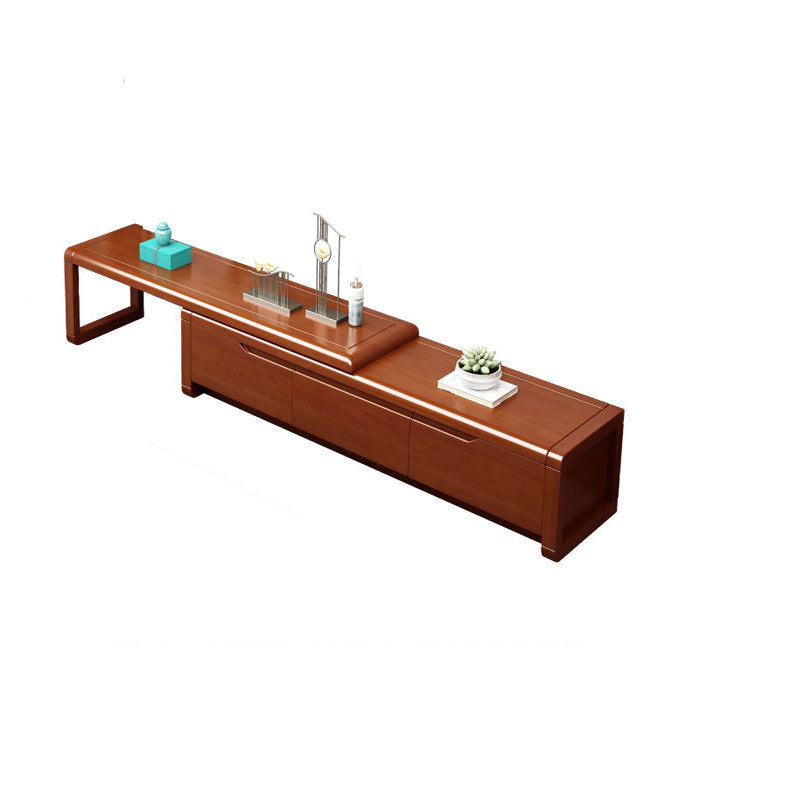 14" H TV Stand Solid Wood Adjustable Closed Storage TV Console with 3 Drawers