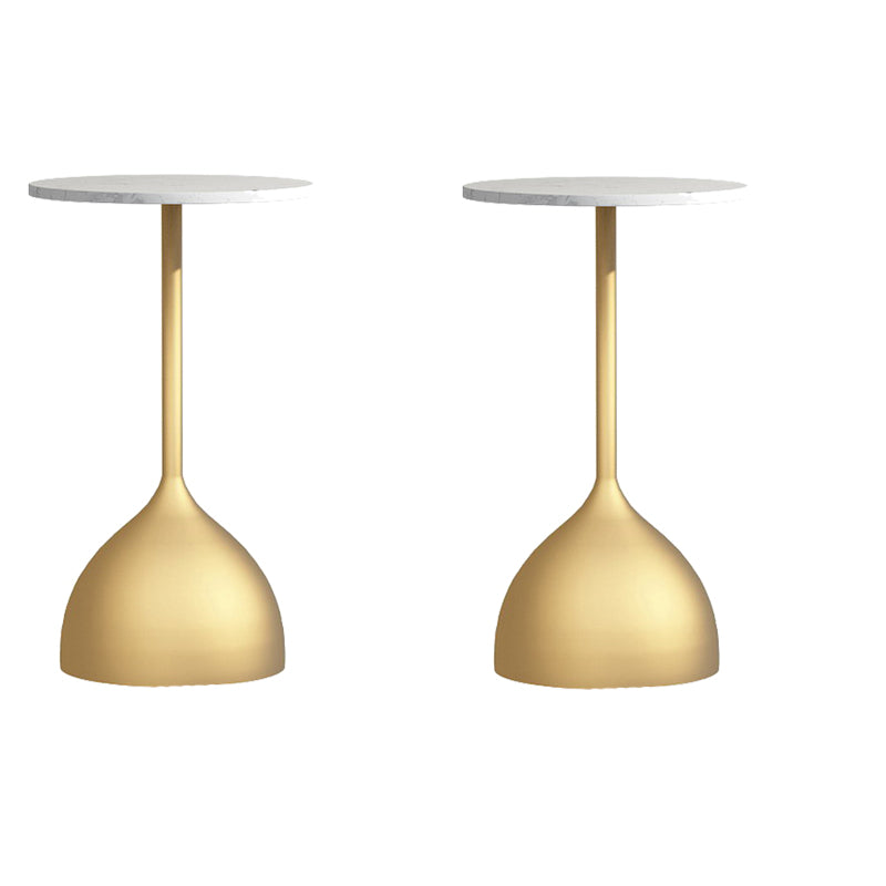 Modern Metallic Pedestal End Table 23.6" Tall Round Side Table