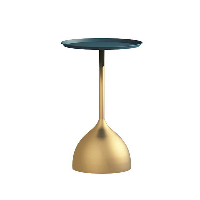 Modern Metallic Pedestal End Table 23.6" Tall Round Side Table