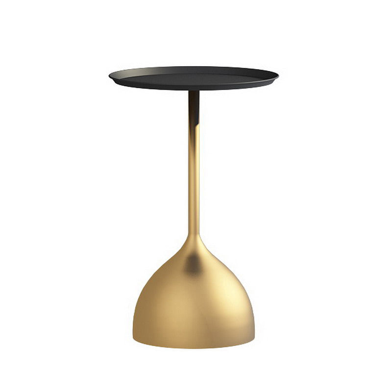 Modern Metallic Pedestal End Table 23.6" Tall Round Side Table