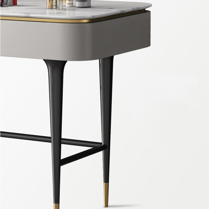 Rock Slate Off-white Dressing Table with 4 Drawers Metal Base