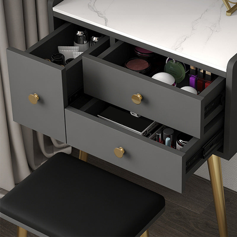 Contemporary Dresser Wooden Makeup Counter With 3 Storage Drawers for Bedroom