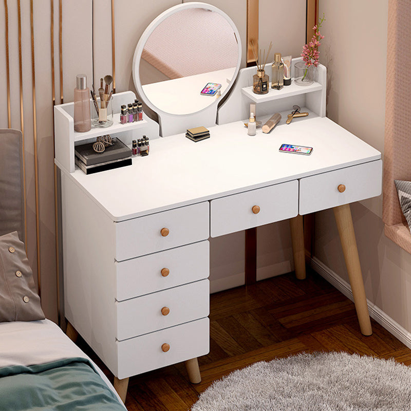 Artificial Wood Countertop White/grey 4 Legs Dresser with 6 Drawers