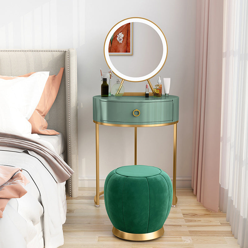 Panel Top Green/white with Drawers Gold Metal Base Dressing Table