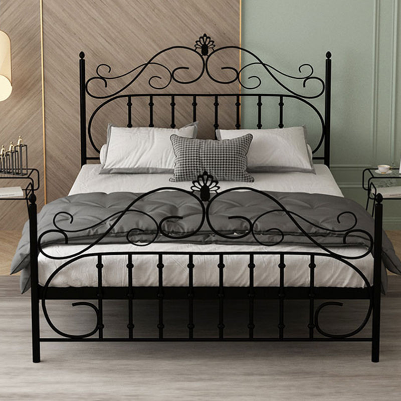 Glam Metal Bed Frame with Camelback Open-Frame Headboard and Footboard