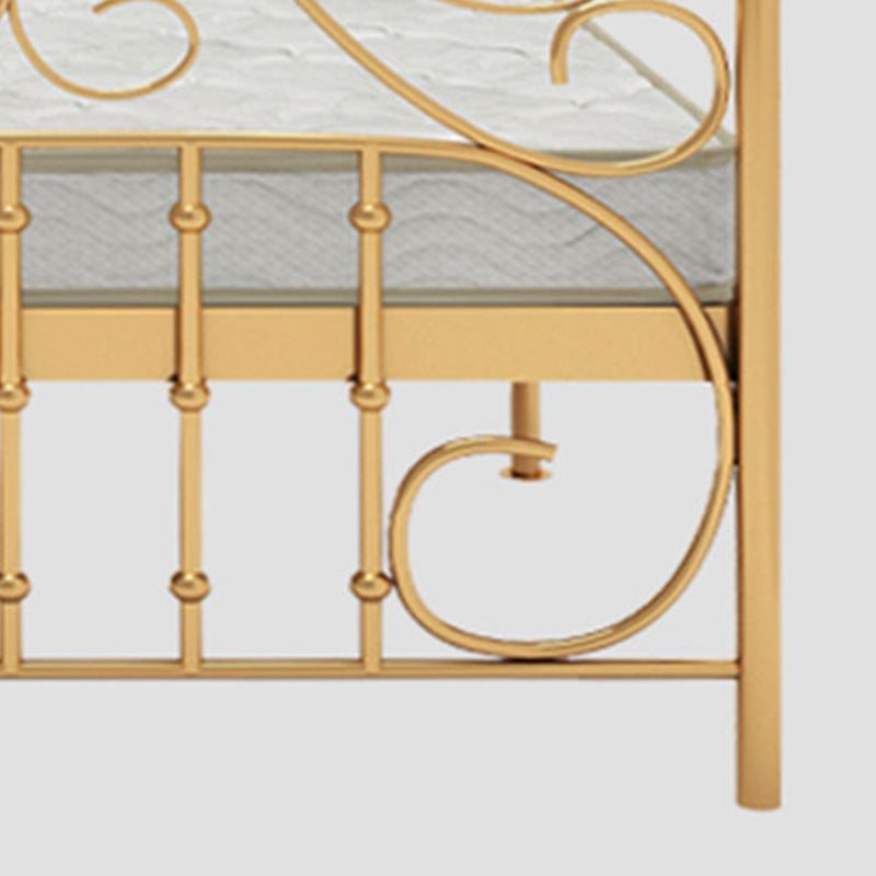 Glam Metal Bed Frame with Camelback Open-Frame Headboard and Footboard