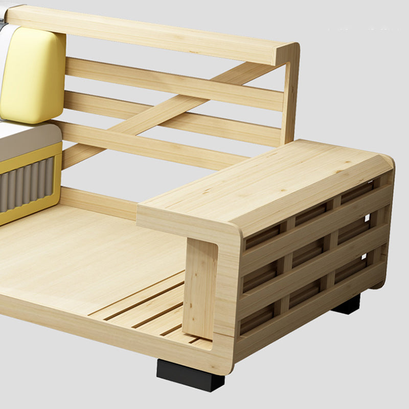 Faux Leather Sofa & Chaise with Pillows Modern U Sofa in Gray - 29.53" H