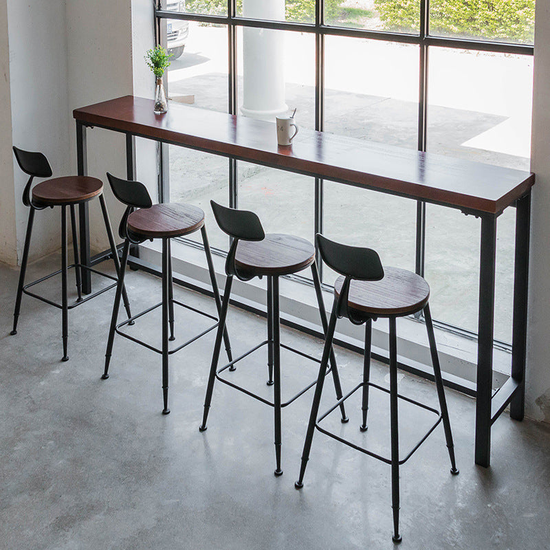 Industrial Style Solid Wood Bar Table Rectangle Bar Height Bar Dining Table